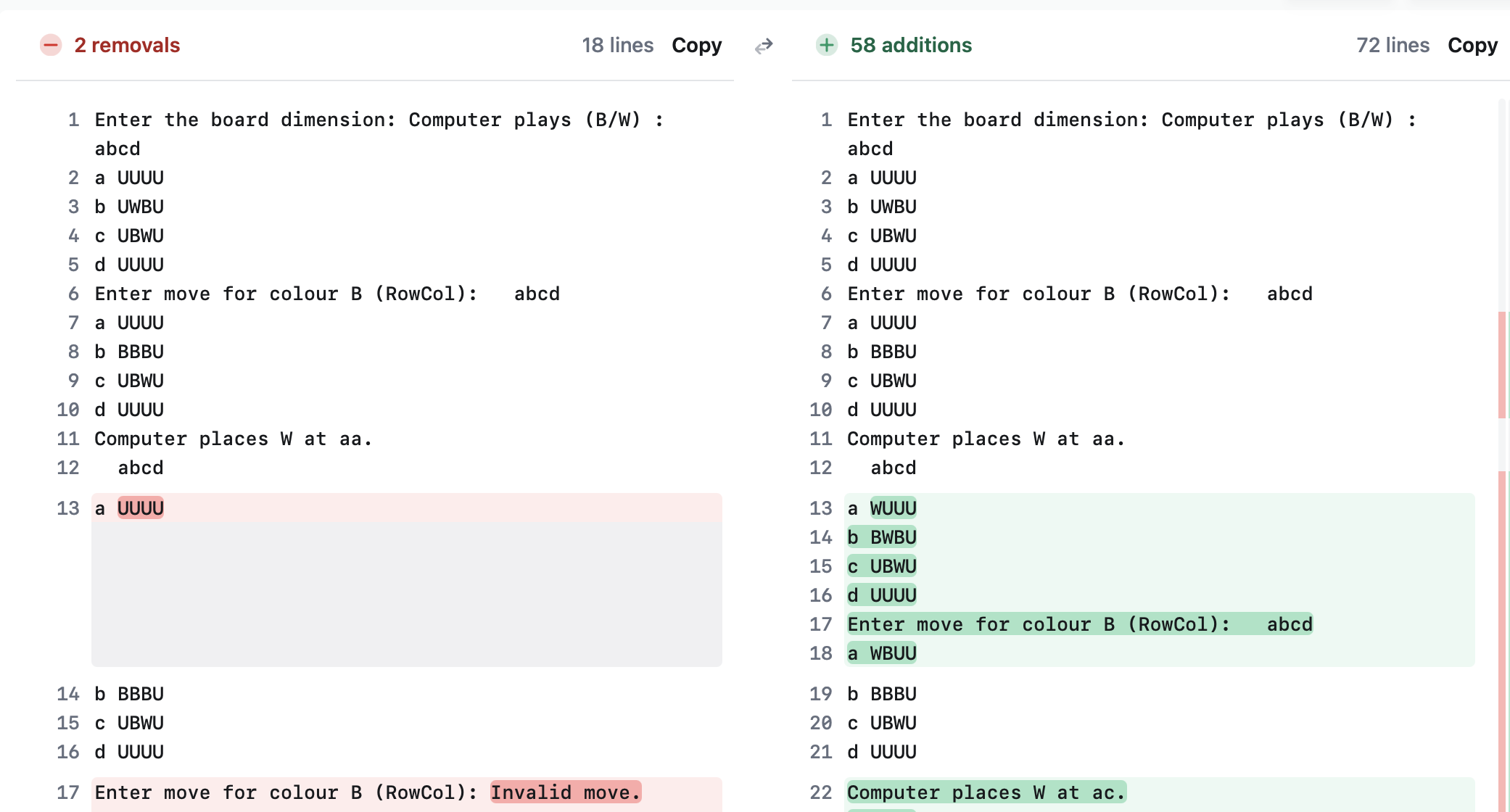 Check Diff Output