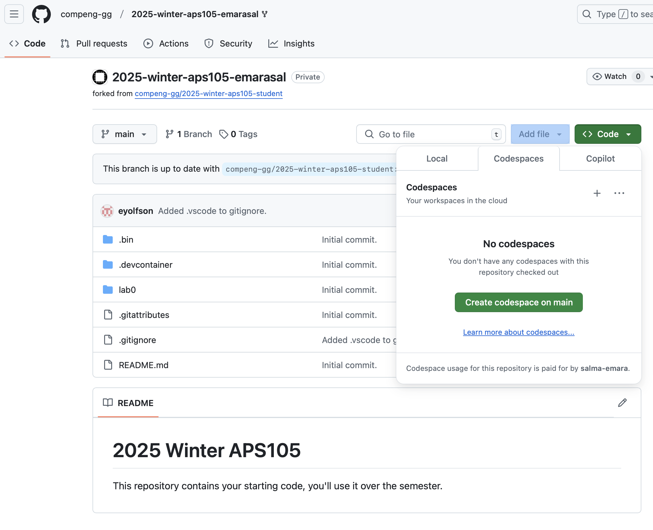 Creating codespace in your GitHub repository