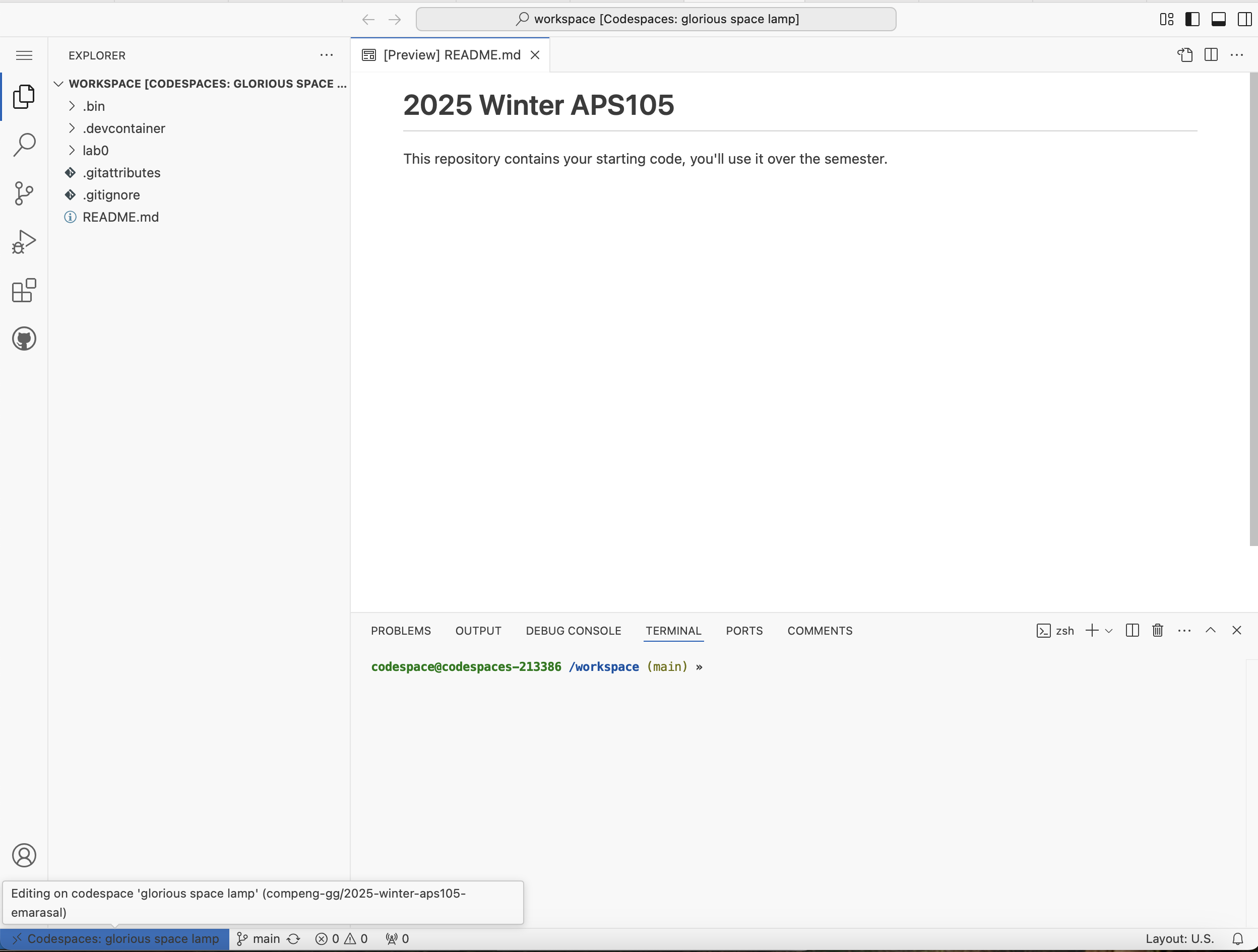 Codespace in your GitHub repository