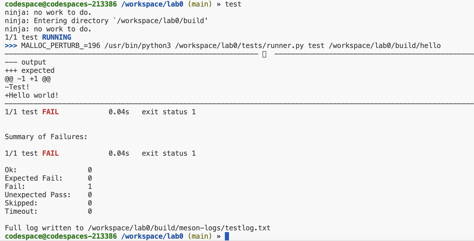 Test Output